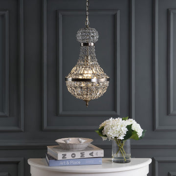 Regina Crystal/Metal Empire LED Pendant - JONATHAN Y